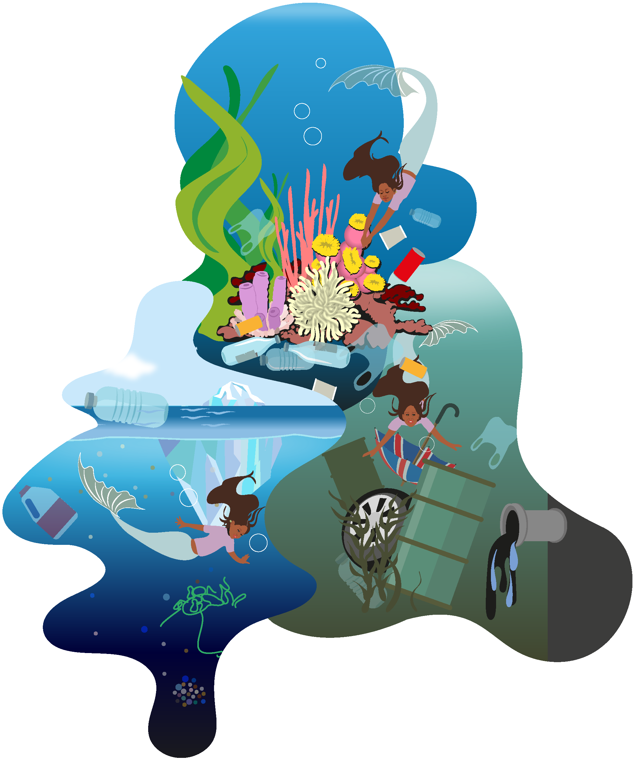 Charaktere und Figuren | Characterdesign: Ein Mermaid-Character ist für den Umweltschutz im Einsatz und kämpft gegen die Vermüllung der Ozeane, Meere, Flüsse und Seen.