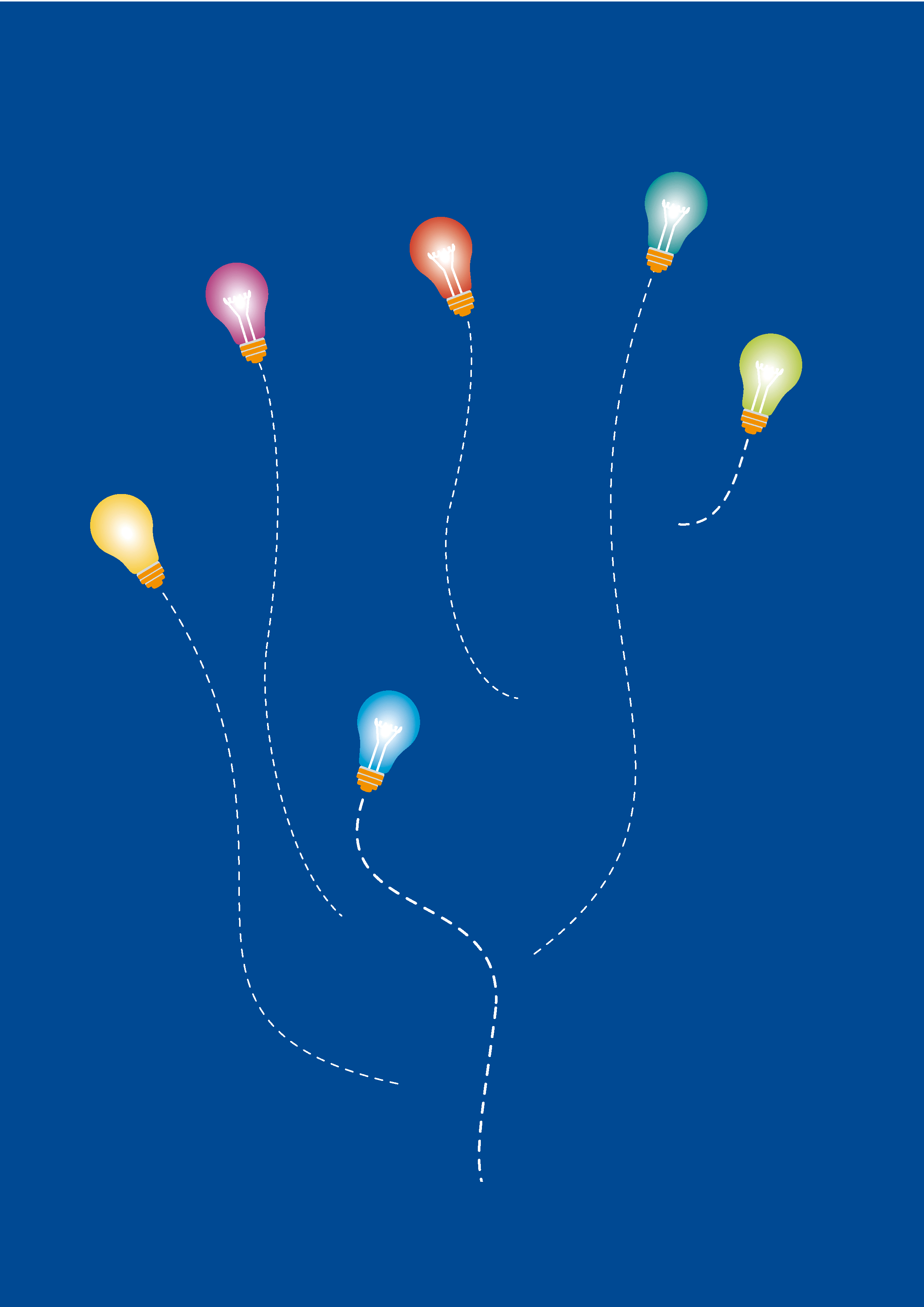 Editorial Illustration | MINT-Fächer: Sechs farblich abgestimmte Glühlampen streben in die Höhe und strahlen um die Wette. Sie illustrieren die Wettbewerbe in MINT-Fächern (Mathematik, Informatik, Naturwissenschaften und Technik), wo sich die hellsten Köpfe messen können.